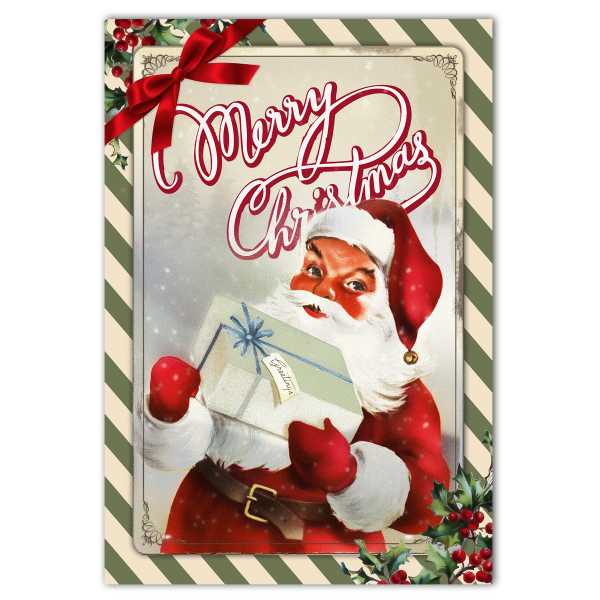 Vintage Weihnachtskarte 17,5 x 12 cm Postkarte "Merry Christmas"
