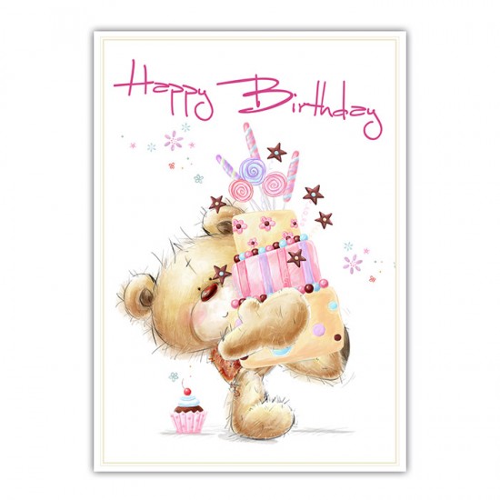 Geburtstagskarte - Postkarte "Cuddly Bear" Happy Birthday #2 . 10,5 x 14,8 cm