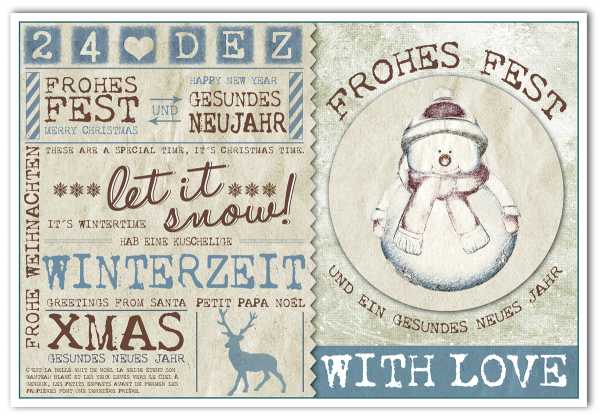 Weihnachtskarte - Postkarte 17,5 x 12 cm "Let it snow!"