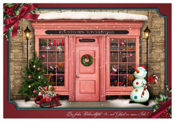 Weihnachtskarte - Postkarte 17,5 x 12 cm "Christmas Shop"