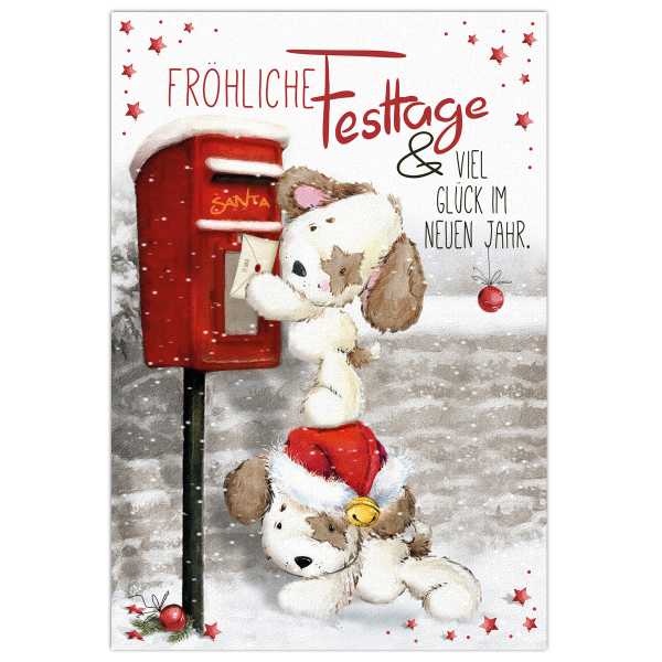 Weihnachtskarte 17,5 x 12 cm "Christmas Puppies #3"