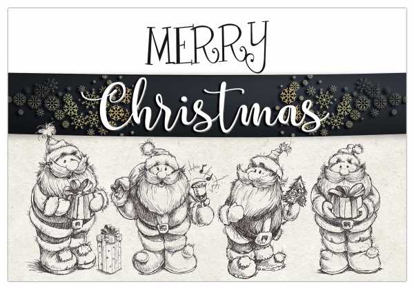 Weihnachtskarte 17,5 x 12 cm "Hand Drawn Santas"