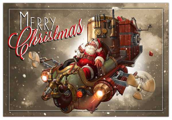 Weihnachtskarte 17,5 x 12 cm "Flying Santa"
