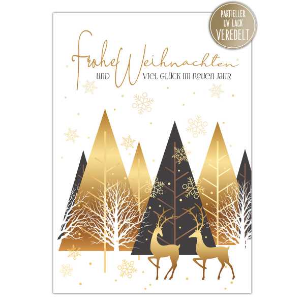 Postkarte " Golden Christmas No. 1 " 10,5 x 14,8 cm, Weihnachtskarte in eleganten Schwarz Weiß Tönen