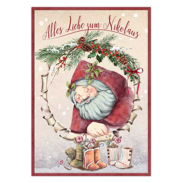Nikolauskarte " Saint Nicholas"  Alles Liebe zum Nikolaus, 14,8 x 10,5 cm