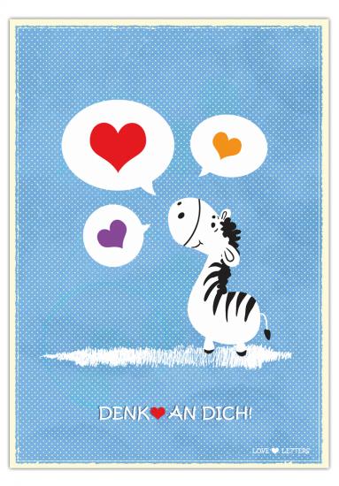 Postkarte "Denk an Dich - Zac das Zebra" 10,5 x 14,8 cm