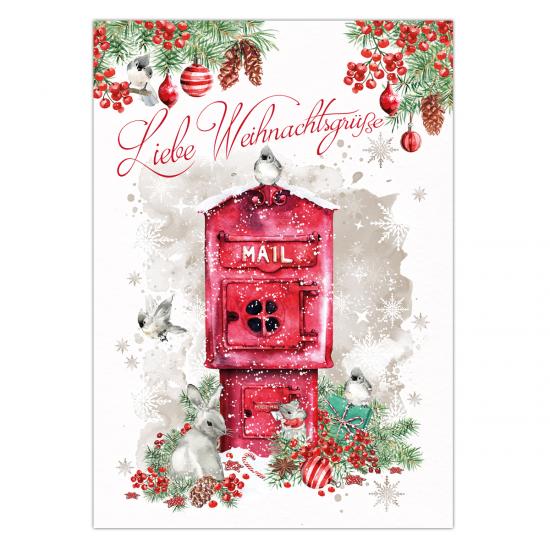 Weihnachtskarte " Christmas Mail - Post für den Weihnachtsmann" , 10,5 x 14,8 cm,  Postkarte, traditionelle Weihnachtskarte