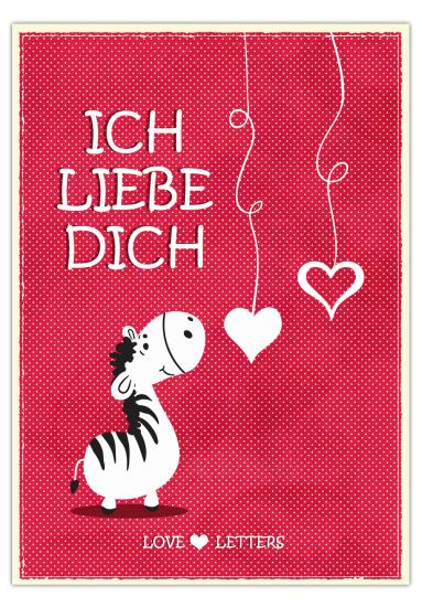 Postkarte "Ich liebe Dich - Zac das Zebra" 10,5 x 14,8 cm