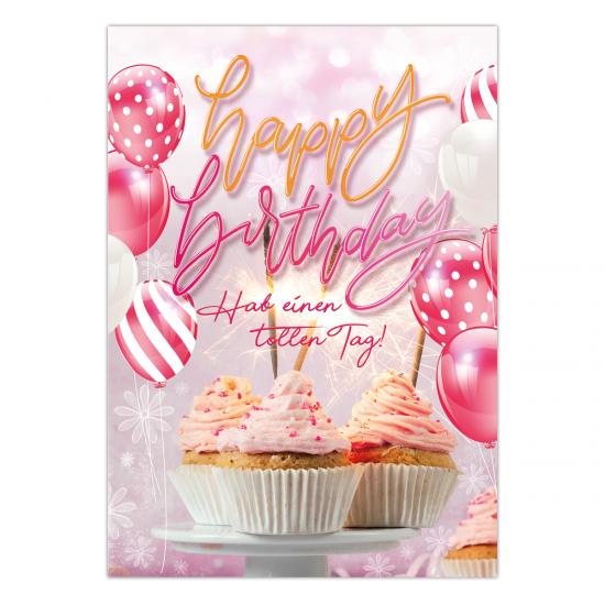 Geburtstagskarte "Happy Birthday - Hab einen tollen Tag" Klappkarte incl. Umschlag