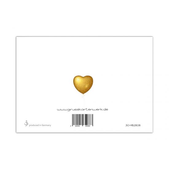 Midi-Karte "Happy Birthday - golden hearts", Doppelkarte inkl. Briefumschlag