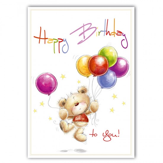 Geburtstagskarte - Postkarte "Cuddly Bear" Happy Birthday 10,5 x 14,8 cm