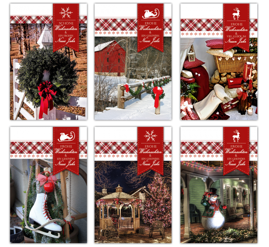 6er Set Weihnachtskarten 11,5 x 17,3 cm