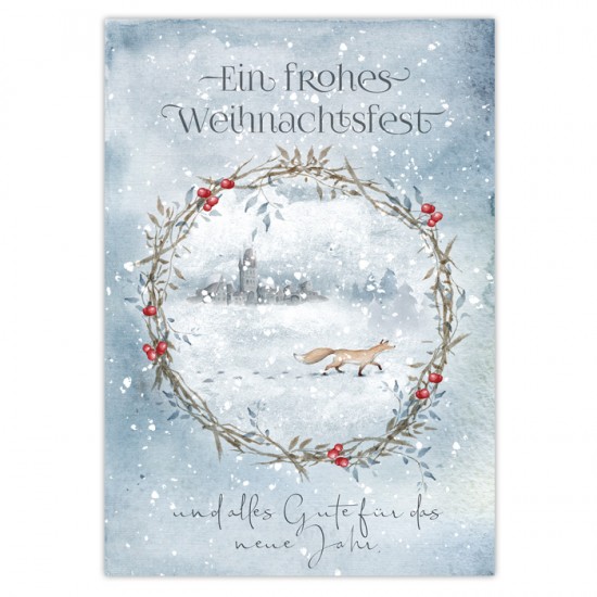 Weihnachtskarte "Winterzauber" Klappkarte  inkl. Umschlag exklusiver Leinenstruktur-Karton