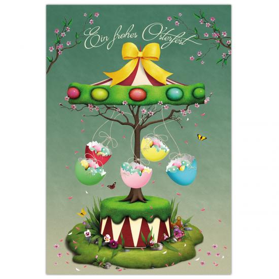 Osterkarte - Postkarte 17,5 x 12 cm "Frühlingskarussell"