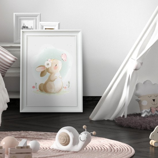 art4minis ♥ 3 teiliges Kinderzimmer Bilderset "Tierkinder Hase, Igel und Reh". Kinderzimmer Deko Poster Kunstdruck DIN A4