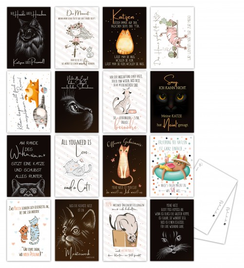 Spruchreif "Samtpfotenliebe" Postkartenset mit 12 verschiedenen Sprüchen und Motiven.