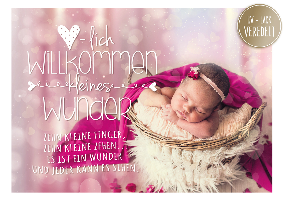 "♥ - lich Willkommen kleines Wunder " Glückwunschkarte zur Geburt