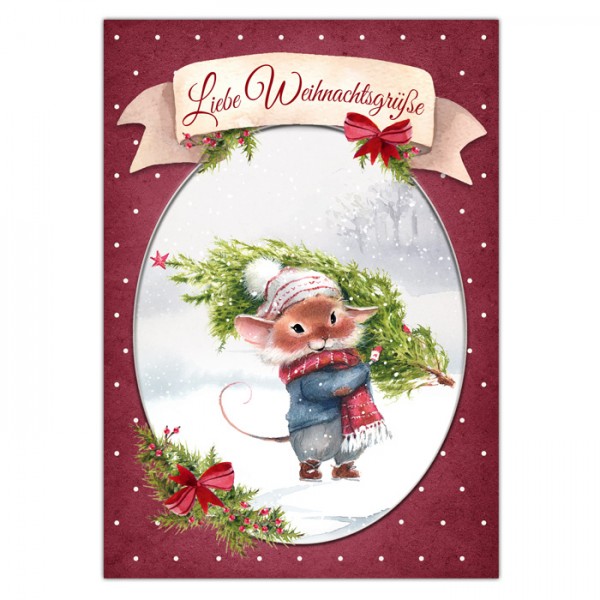 Weihnachtskarte  "Mausweihnacht #1" , 10,5 x 14,8 cm,  Postkarte