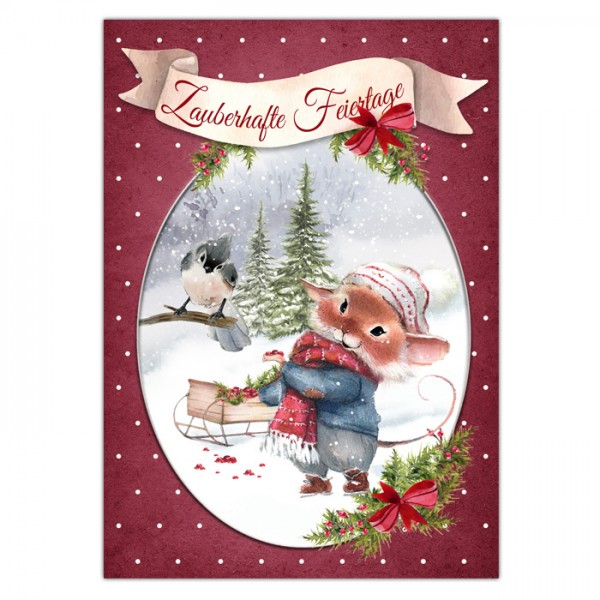 Weihnachtskarte  "Mausweihnacht #4" , 10,5 x 14,8 cm,  Postkarte