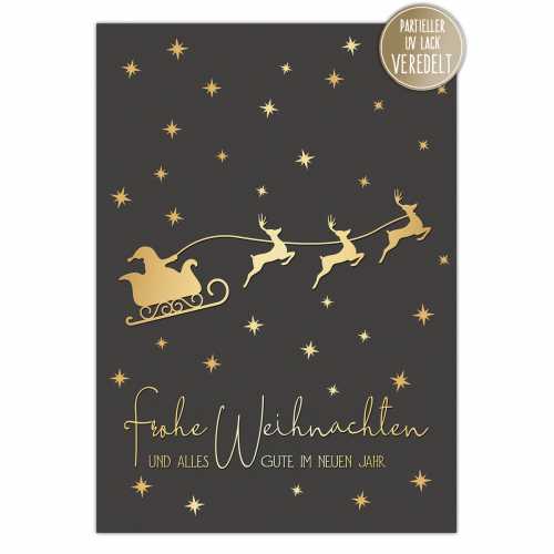 Postkarte " Golden Christmas No. 4 " 10,5 x 14,8 cm, Weihnachtskarte in eleganten Anthrazit (Schwarz) -Gold Tönen