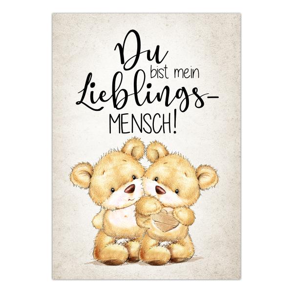 Postkarte mit Spruch "Du bist mein Lieblingsmensch!", DIN A6, 14,8cm x