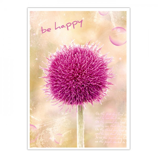 Postkarte " be happy"  Spruchkarte, Geburtstagskarte 14,8 x 10,5 cm