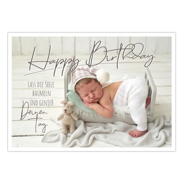 Geburtstagskarte " ♥ Lass die Seele baumeln und genieß Deinen Tag ♥ Happy Birthday" Klappkarte incl. Umschlag
