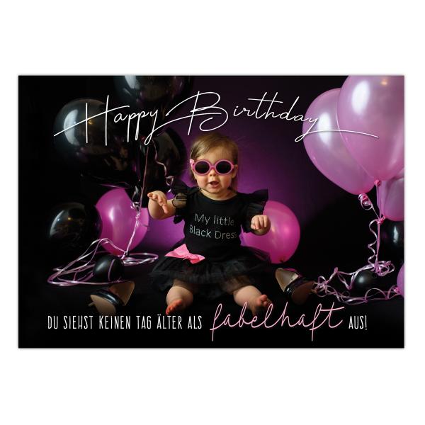 Geburtstagskarte " ♥ Du siehst keinen Tag älter als FABELHAFT aus! ♥ Happy Birthday" Klappkarte incl. Umschlag